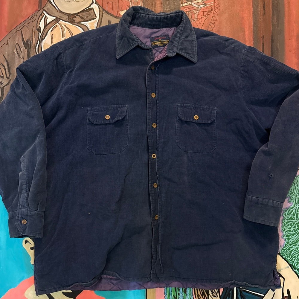 Vintage Corduroy Lined Button-Up Shirt Jacket - Picture 2 of 6